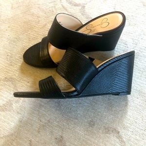 Jessica Simpson black wedge sandals size 7.5